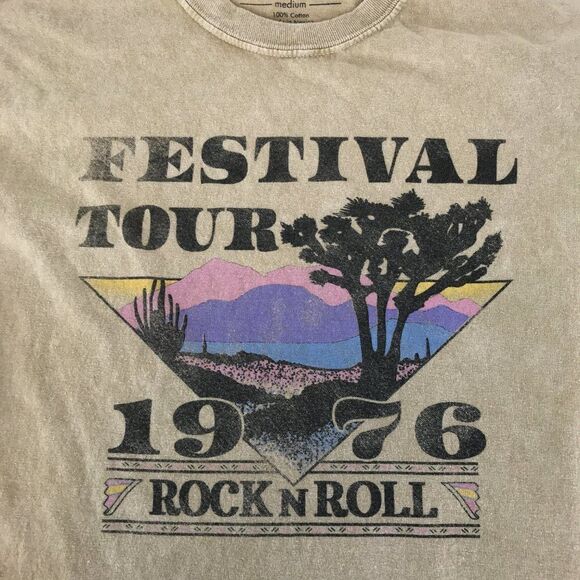 Fifth Sun Festival Tour 1976 Tee Juniors Medium Cropped Crew Neck Raw Hem Cotton - Picture 6 of 9